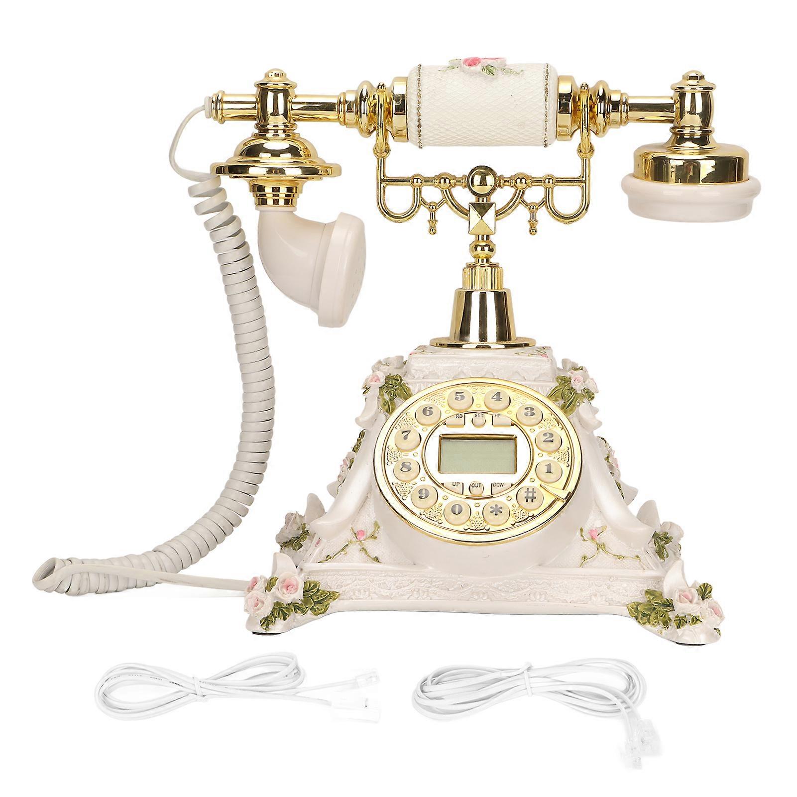 Vintage Telephone Button Dialing Hands Free Old Fashioned Landline with LCD Display for Home Cafe Office