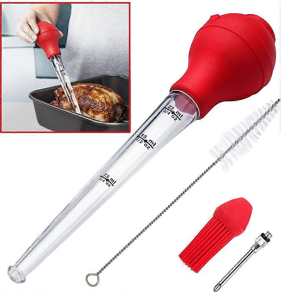 Baking Syringe with Basting Brush & Cleaning Brush for Marinade
