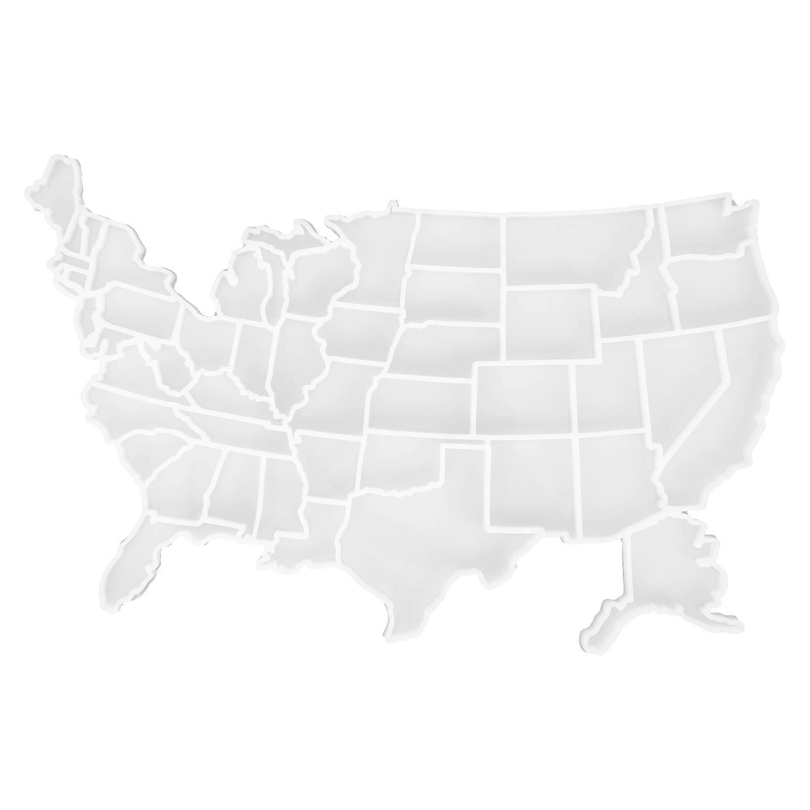 Silicone Crayon Molds Usa Map Template For Diy Projects Craft Enthusiasts Simple Design Transparent 24.50X16.00X0.60CM 1Pack