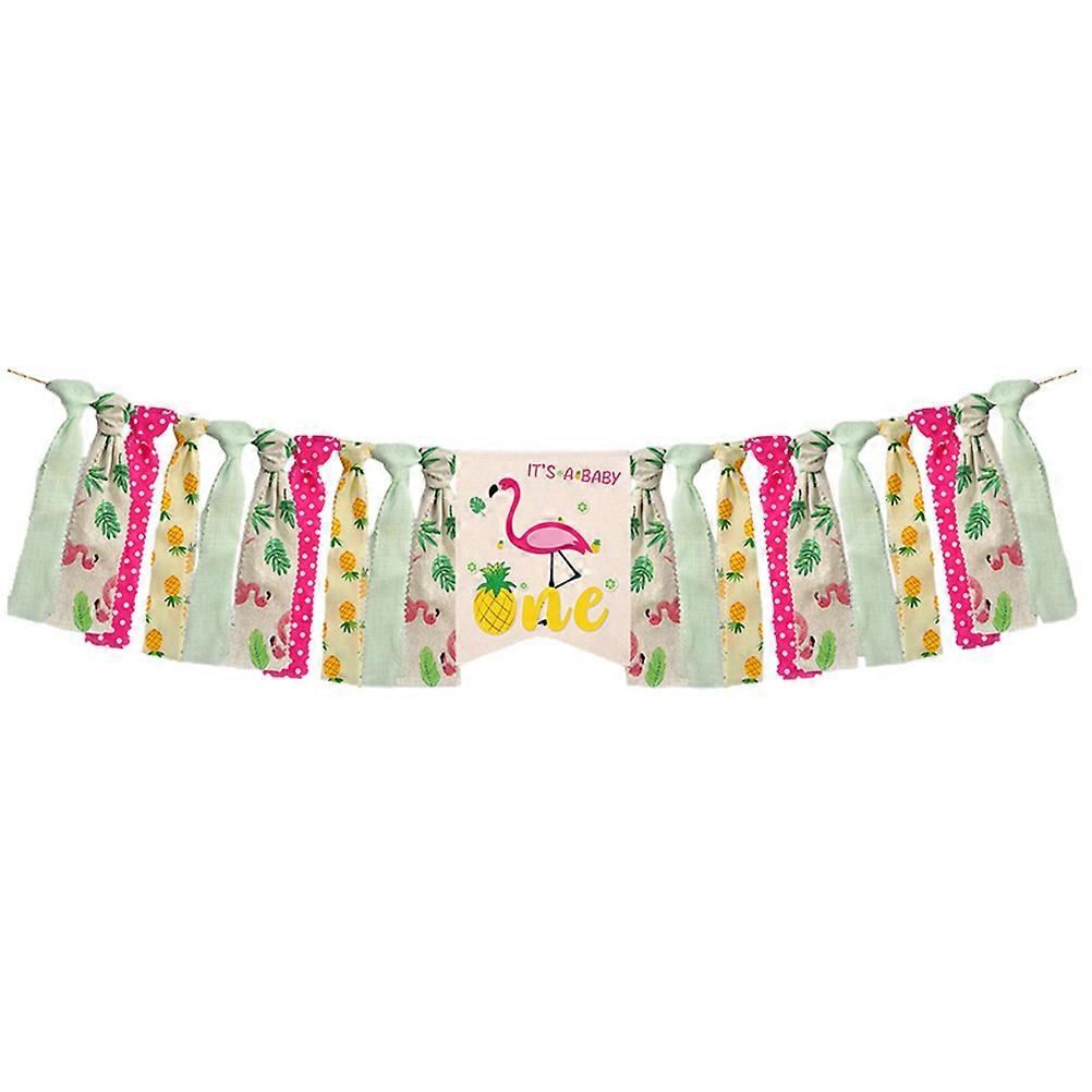 Hawaiian Bunting Banner Rectangle Decoration Linen Material 21x17cm 1Pack