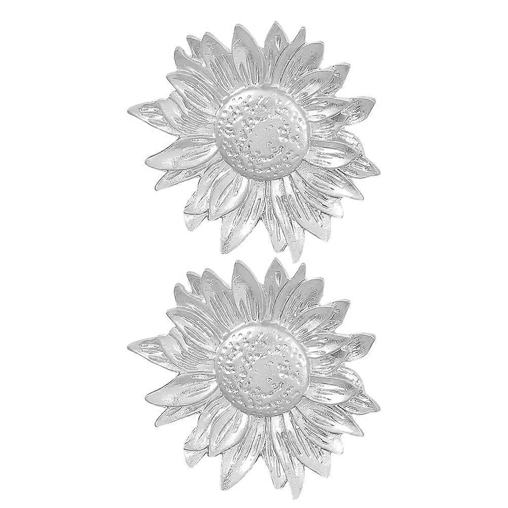 女性用イヤリングヒマワリシェイプシルバー5.10X4.80X1.50CM耳ピアス用1ペア