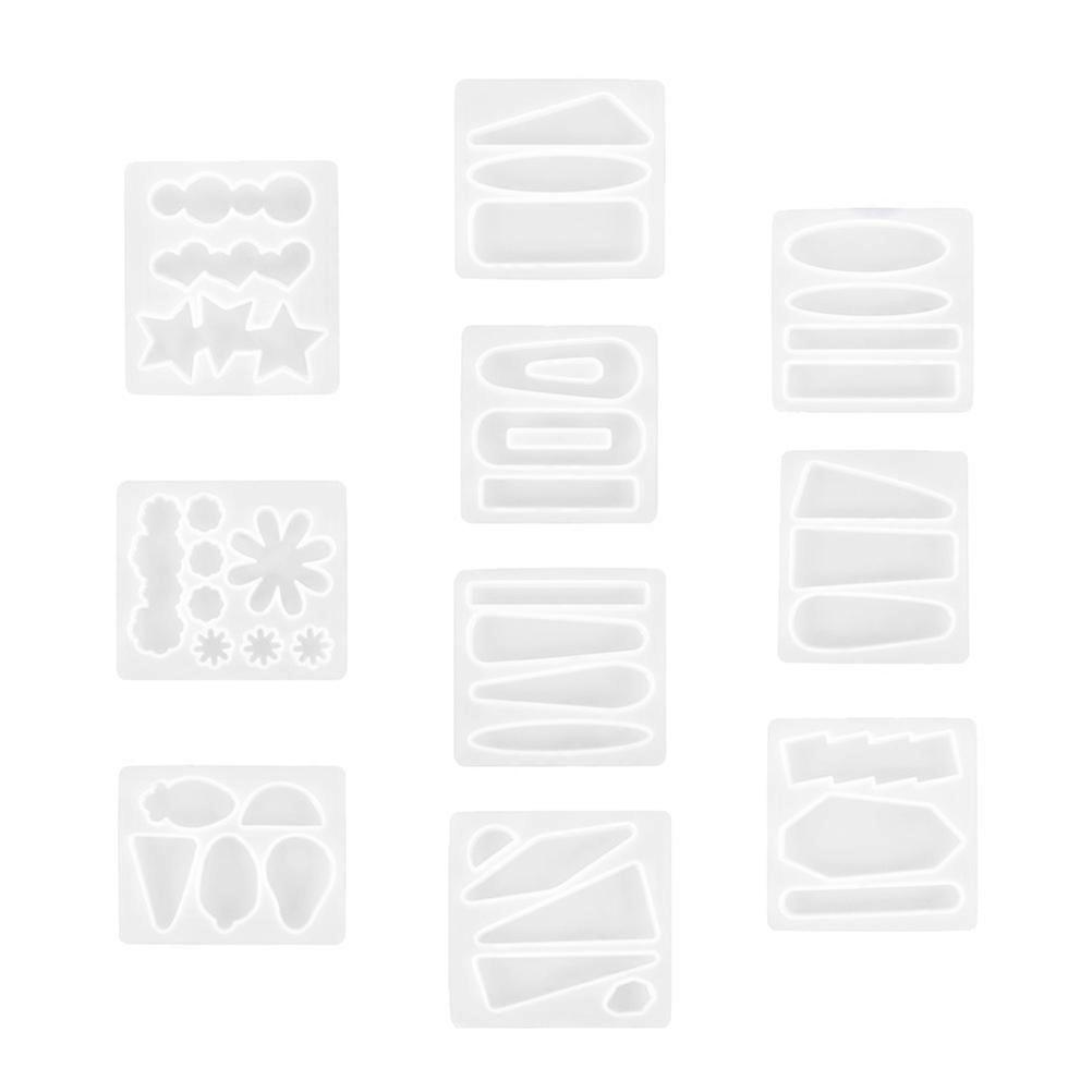 10Pcs Silicone Jewelry Casting Molds for DIY Crafts with Assorted Colors and Lovely Shapes