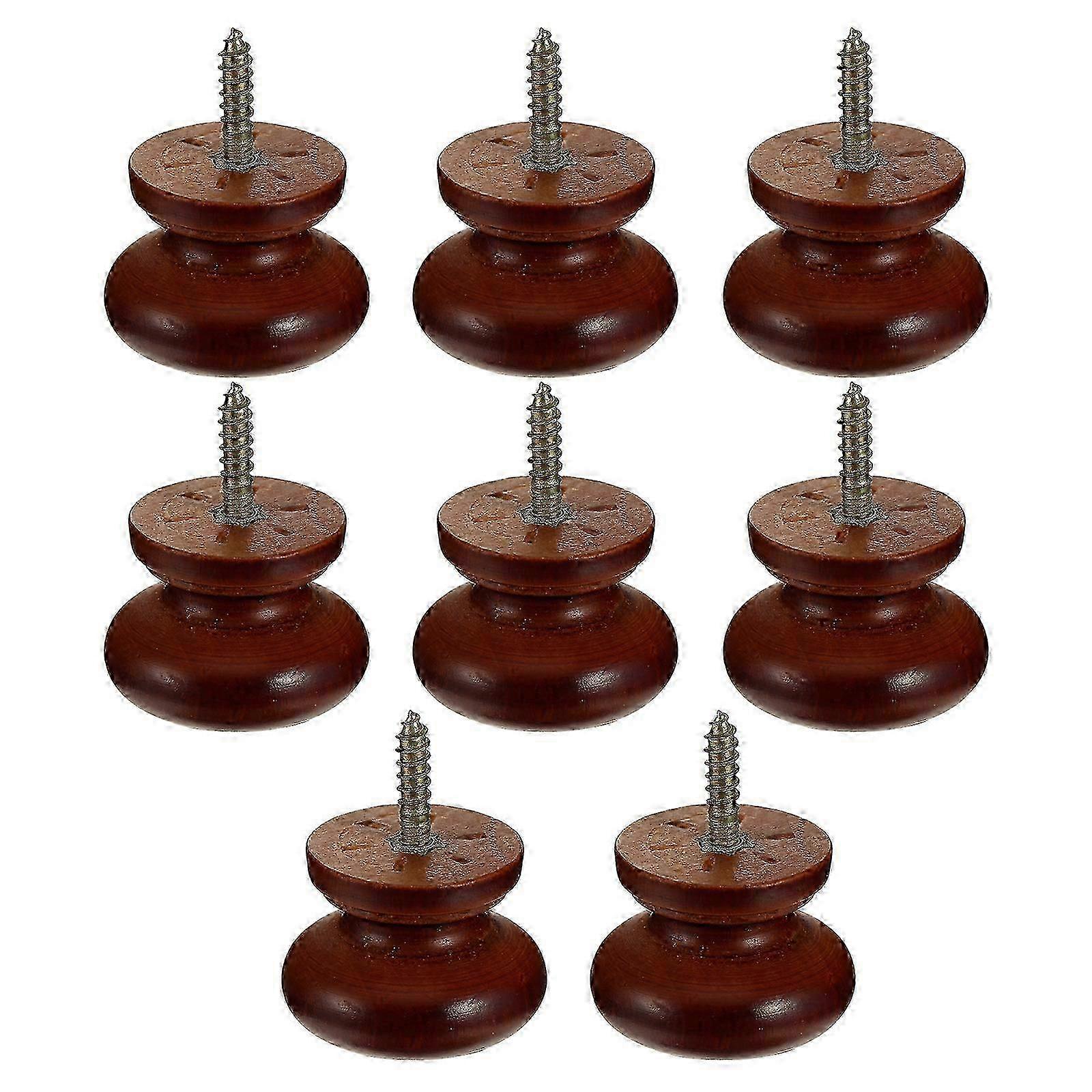 8pcs Durable Wood Door Knobs Useful Round Handle for Wardrobes and Drawers