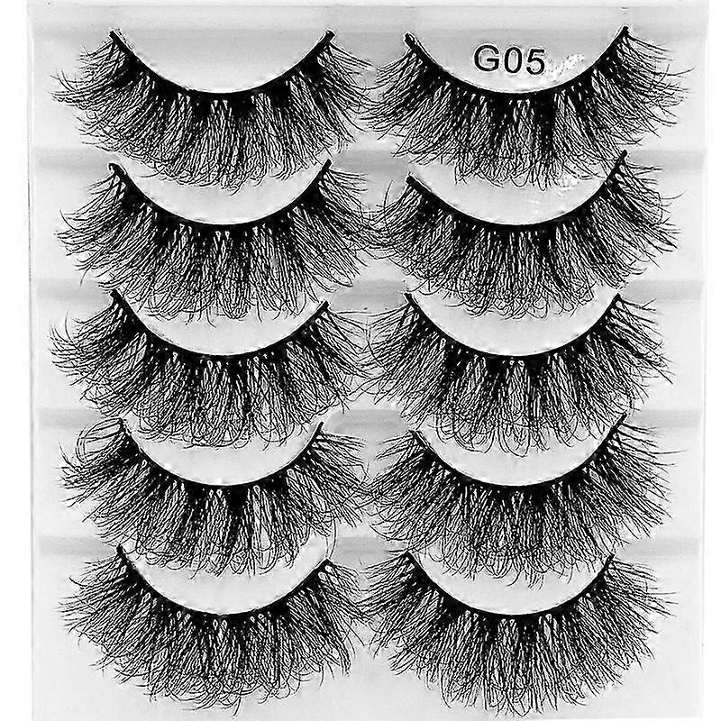 5 pairs of thick, curved, and fluffy false eyelashes, imitation mink-style lashes, 2024 new collection