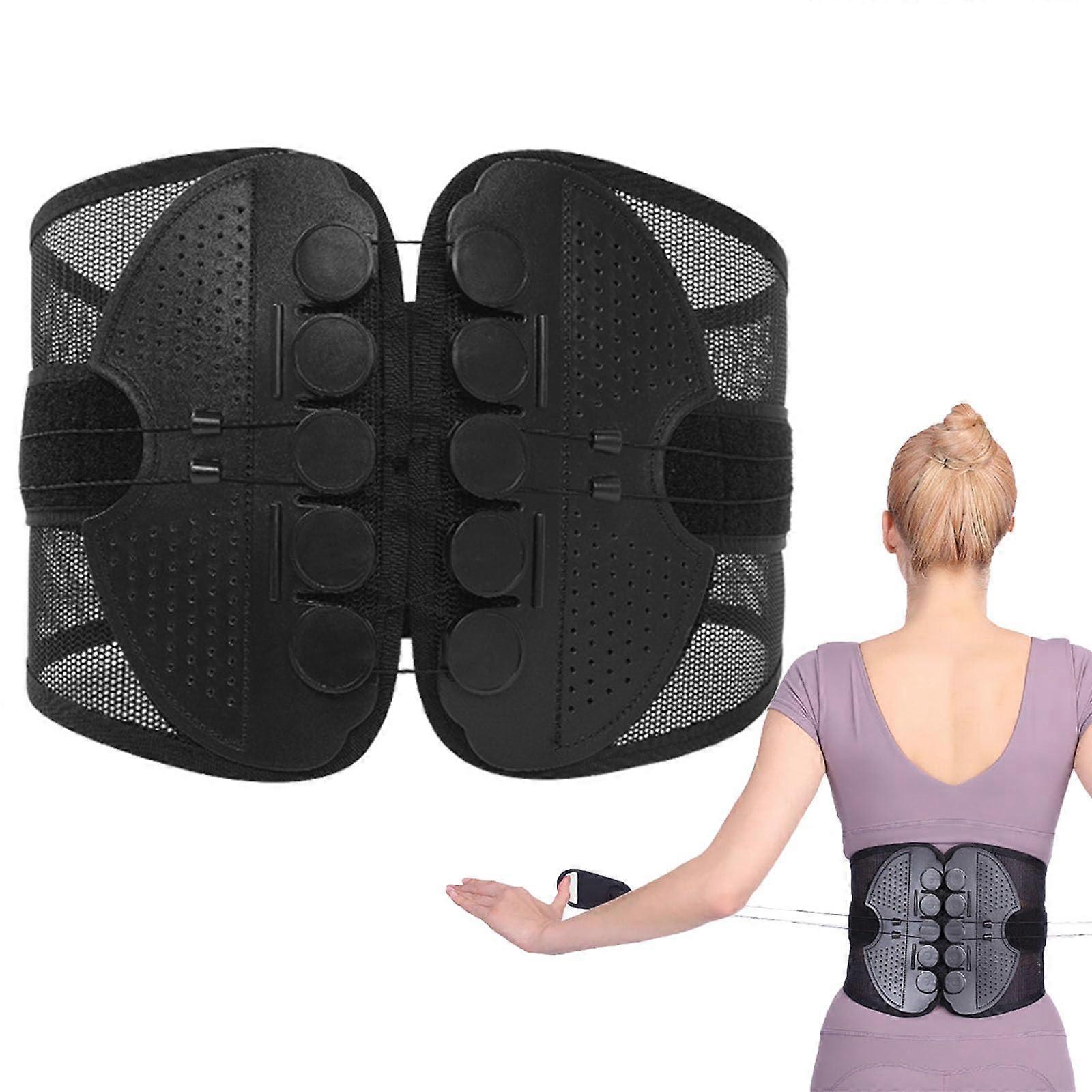 Adjustable Lumbar Support Belt for Lower Back Pain Relief, Breathable Mesh Design, L Size with 3D Lumbar Clamp Holder