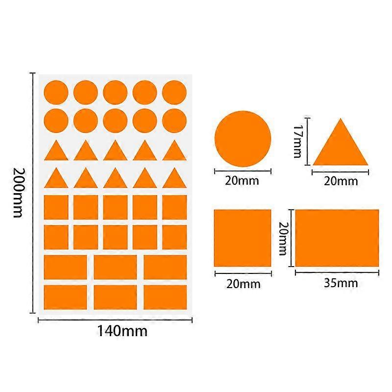 20 Sheets Color Coding Stickers: Orange Assorted Geometric Stickers - Triangle Square Rectangle Circle Adhesive Labels For Office Organization Home La