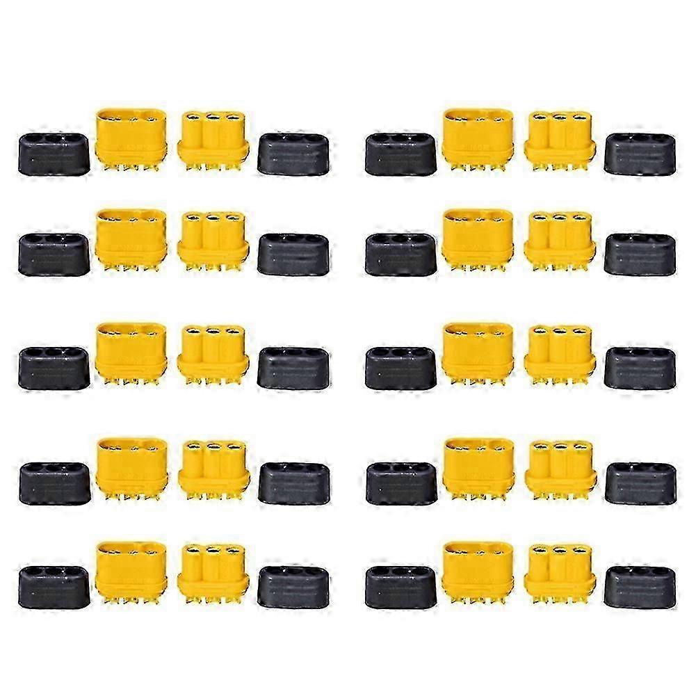 10 Pair Fireproof Three-Core Connector with Sheath 3.5mm Brass Gold Plated