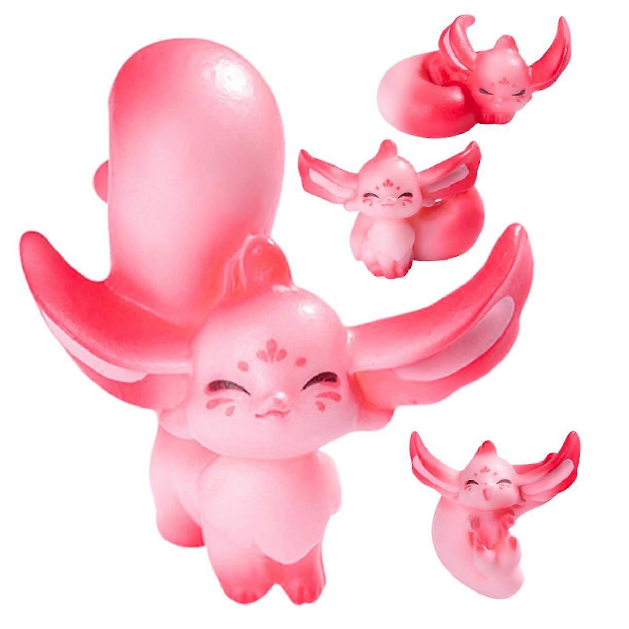 Mini Fox Figurines Tiny Toys Pink Resin