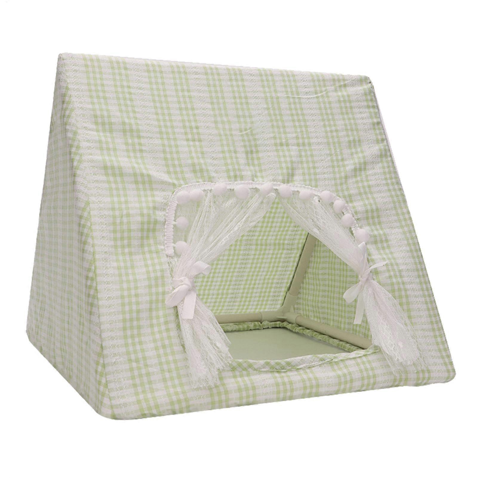 Rabbit Hideout, Teepee Tent for Pets, Soft Bunny Triangle Hideout, Chic Green and White Hiding Place