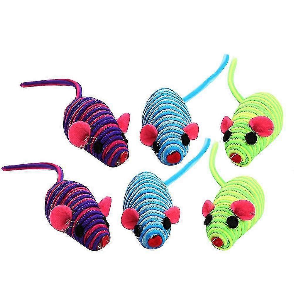 6pcs Elastic Rope Mouse Toy Funny Cat Playing Props Interactive Teaser (random Color)