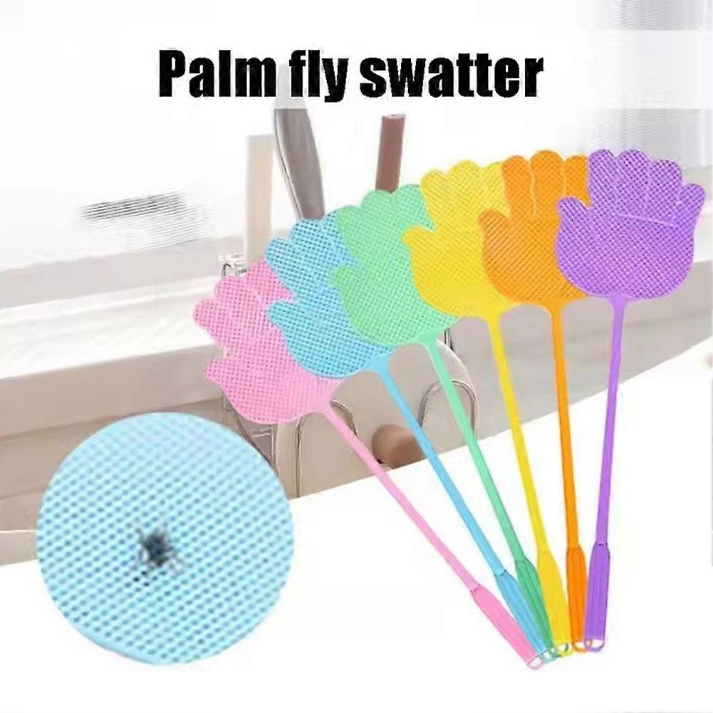Purple (E) $ Creative palm fly swatter manual plastic fly swatter mosquito swatter extended thick large mosquito swatter