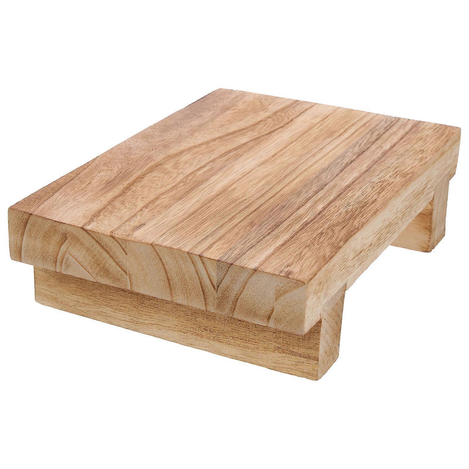 Rustic Handmade Burnt Paulownia Wood Stool – Decorative Pedestal Stand for Plants, Candles & Photo Frames – Wooden Display Stand for Kitchen Counter