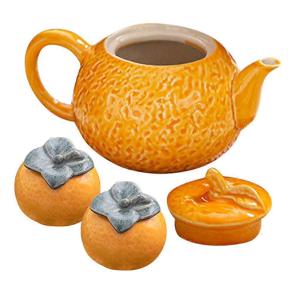 Orange Shaped Teapot Set with Loose Tea Jars, Ergonomic Design for Home and Tearoom Use, Portable and Stylish