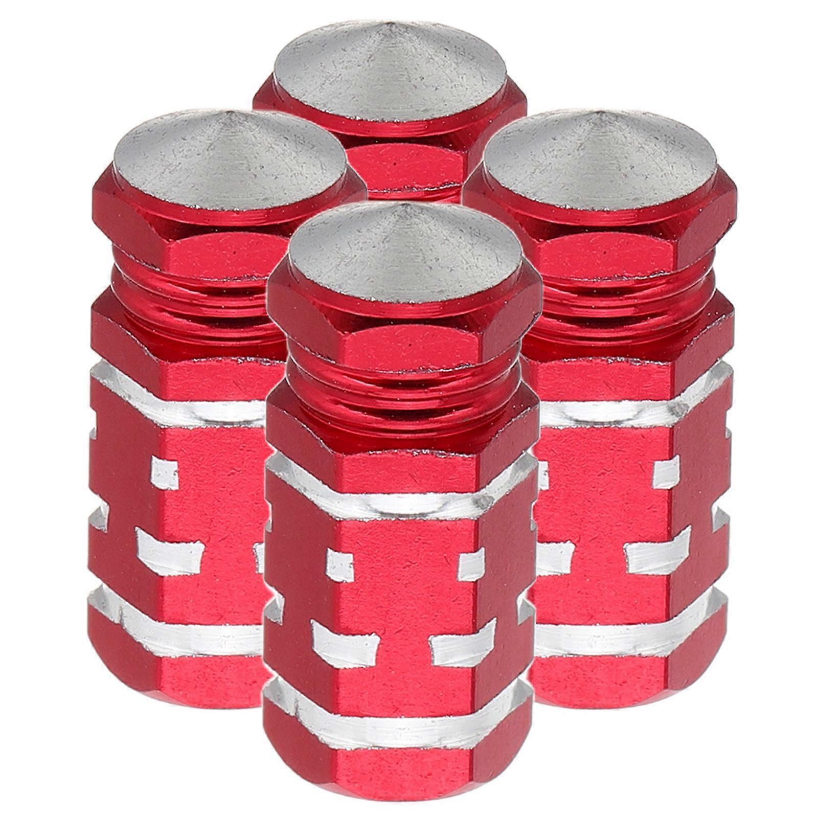 Stem Caps For Car And Bicycle Tires Hexagonal Shape Aluminium Alloy 4Pcs