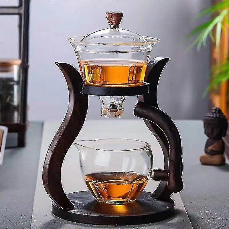 Heat-resistant Glass Tea Set Magnetic Water Diversion Rotating Cover Bowl Automatic Tea Maker Lazy Kungfu Teapot Drinking