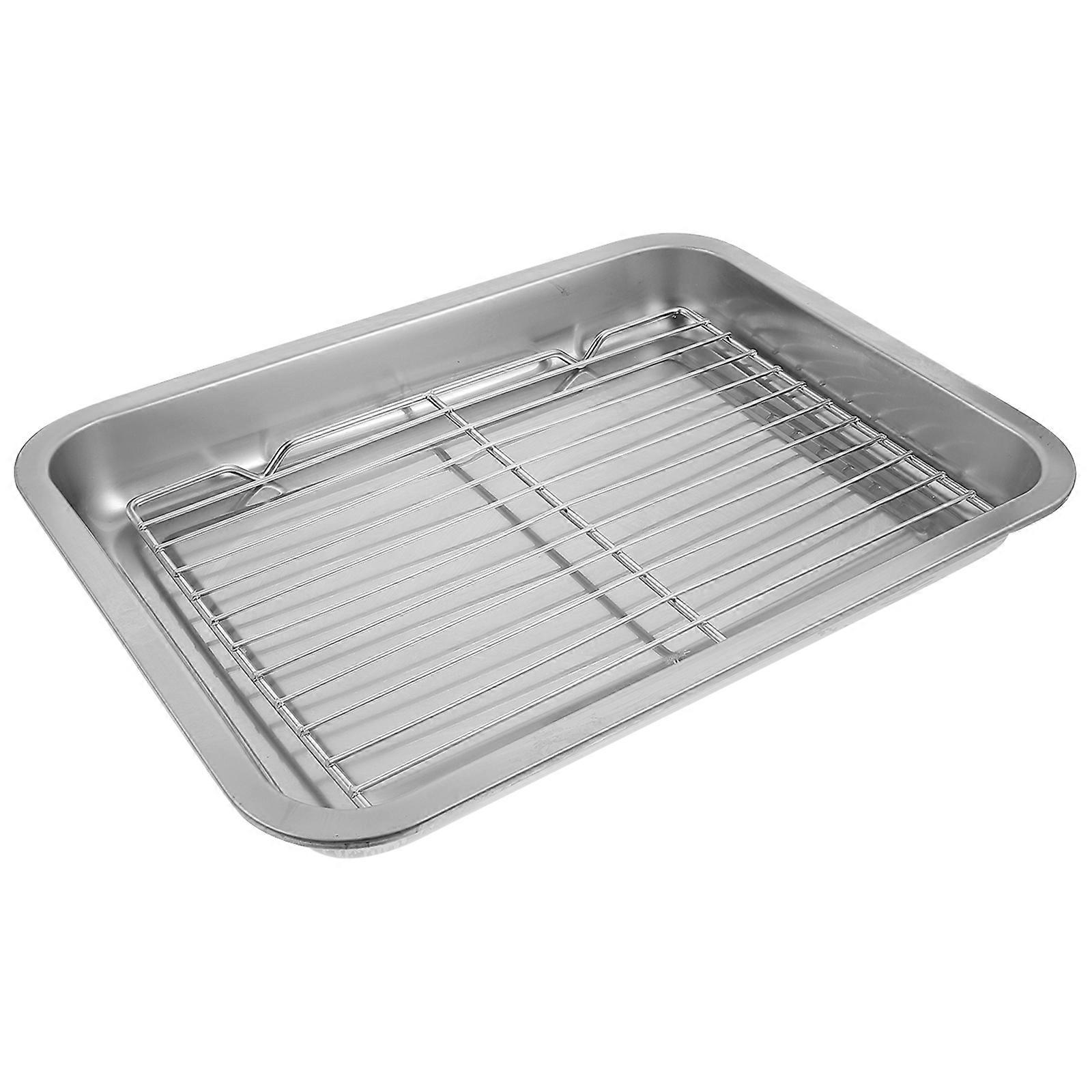 1 Set Baking Sheet with Rack Stainless Steel Drain Rack Cookie Sheet Pan for Easy Baking and Cooling