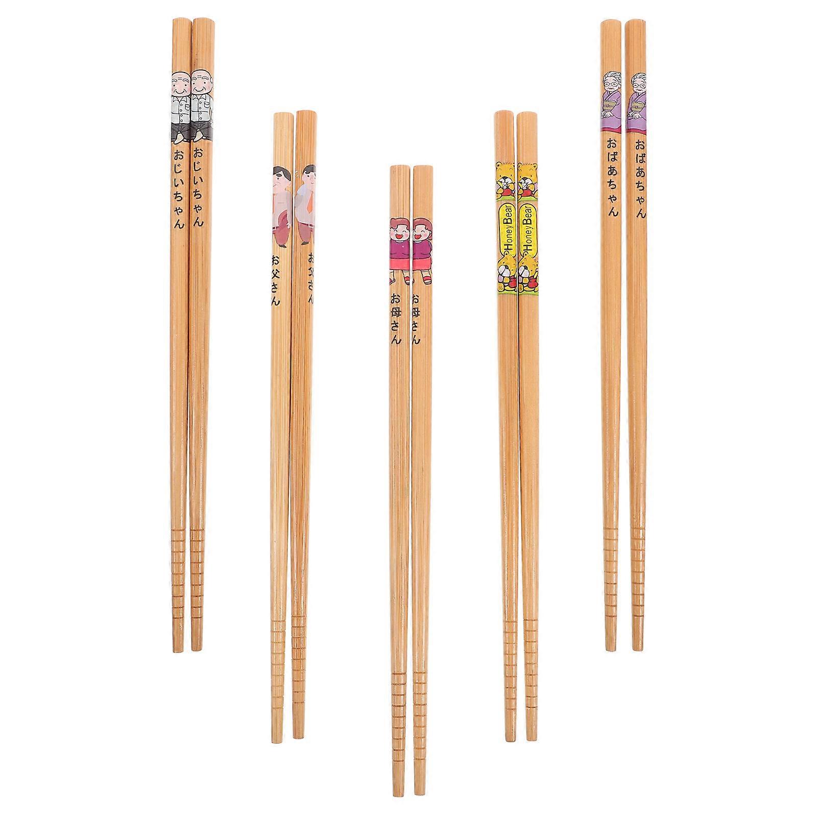 Japanese Chinese Style Wood Chopsticks Reusable Anti-Deformation Non-Fading Multi-Colored 5Pairs