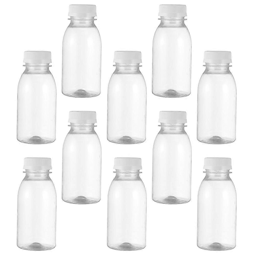 Clear Milk Storage Bottles with Plastic Lid for Beverage Travel and Home Use PET Material 20 Pieces