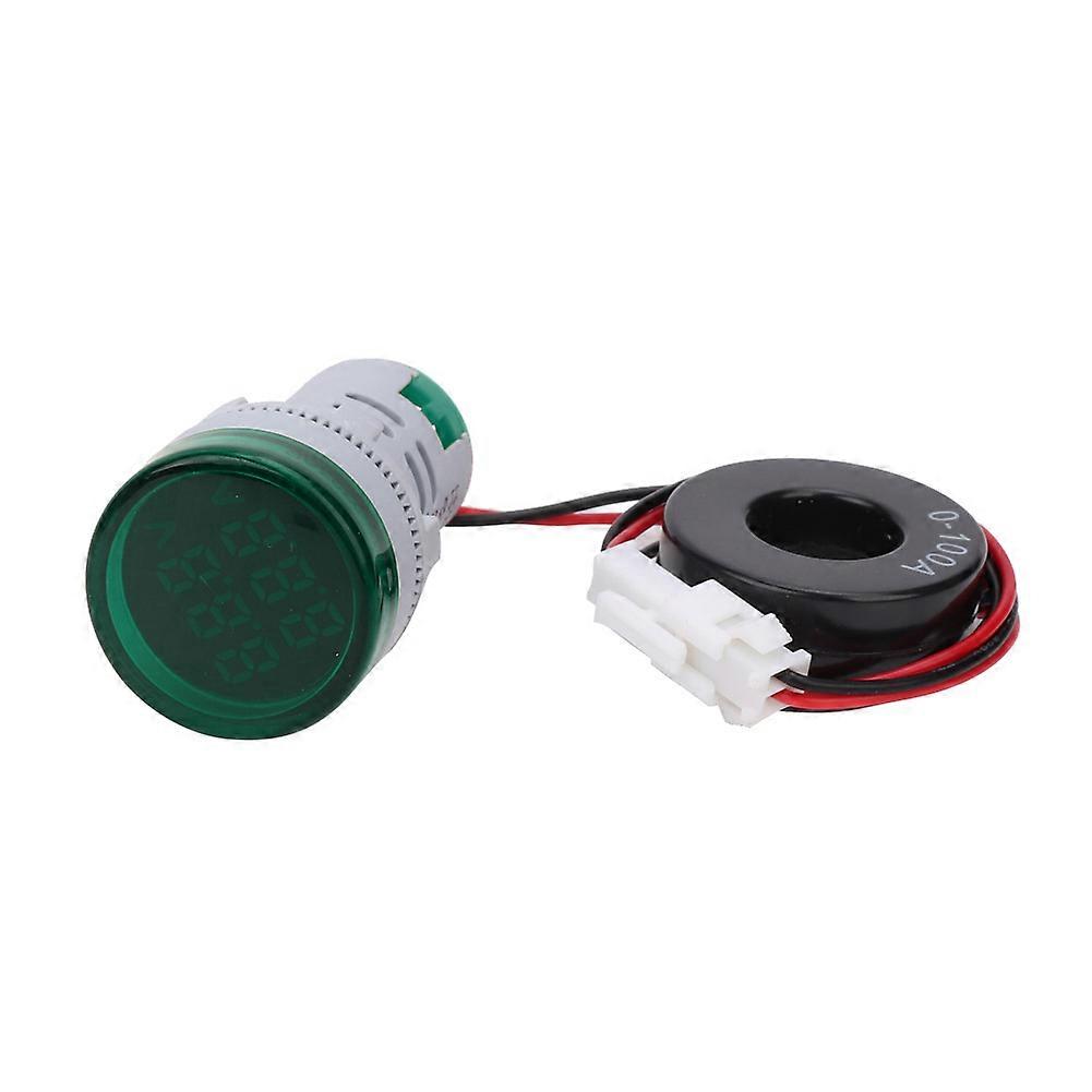 Round Digital Display AC Voltage Current 2 in 1 Integrated Signal Indication Light (Green)