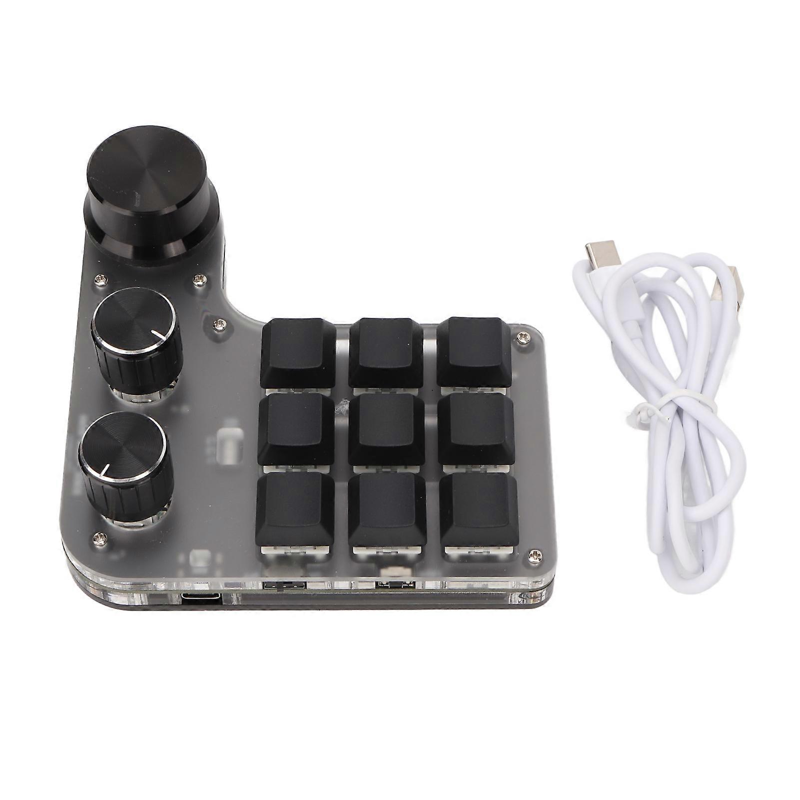 Programmable Macro 9 Keys 3 Knobs USB Bluetooth Connection OSU Gaming Keyboard for Office Music Media