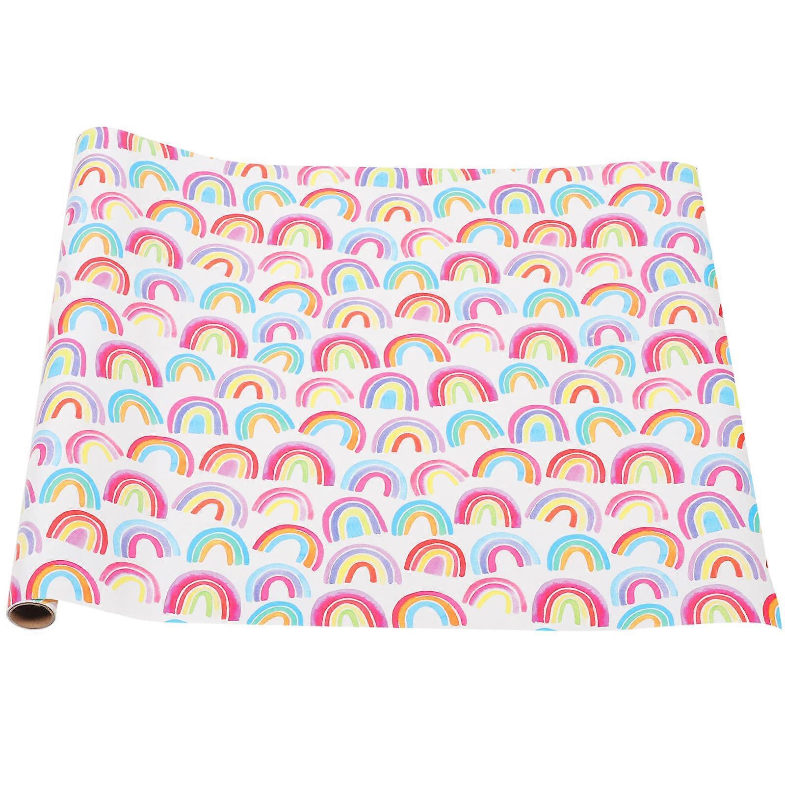 Festive Wrapping Paper Roll Rainbow Multi-Colored present Wrapping For Valentine's Day And Birthday 17.68in X 117.90in X 0.04in Decorating 1Pack