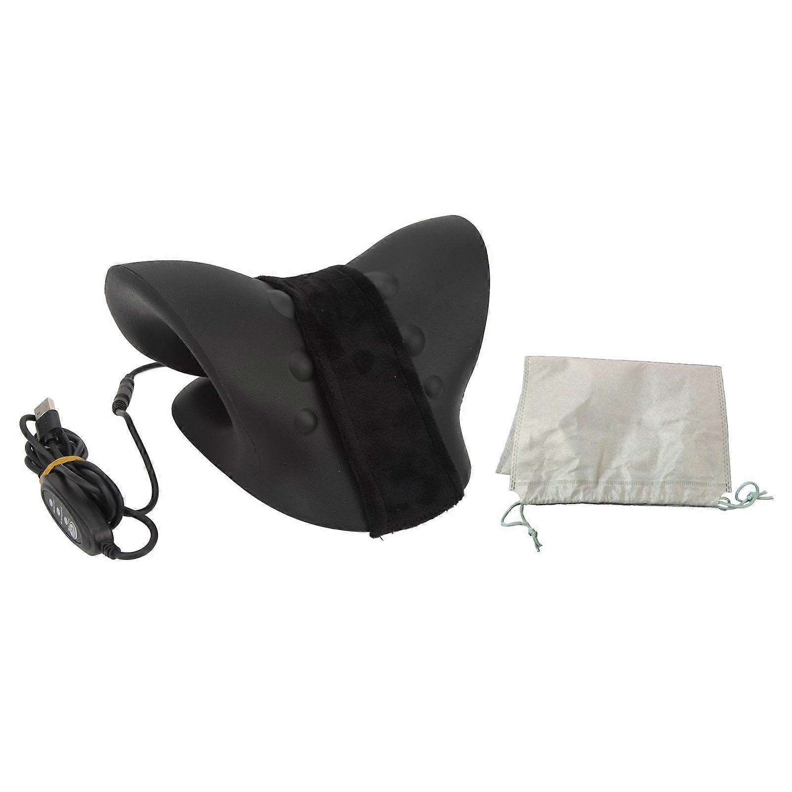 Neck Stretcher Heated Cervical Traction Device Pillow Neck Shoulder Relaxer for Cervical Spine Alignment 3 Speed USB Powered Black YMHC