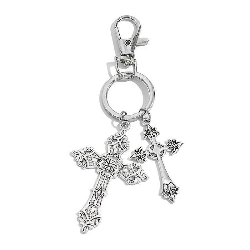 Retro Cross Keychain Pendant Men's Jeans Key Ring Bag Ornament Hanging Decoration