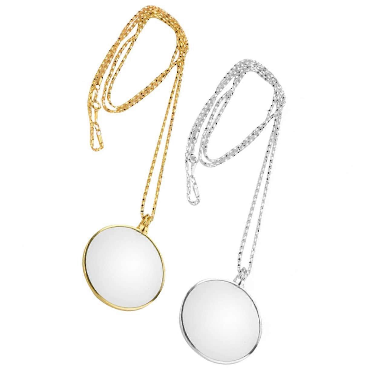 2 Pieces Reading Magnifiers Necklace with Pendant for Crafting and Inspection, Senior-Friendly Magnification Tool