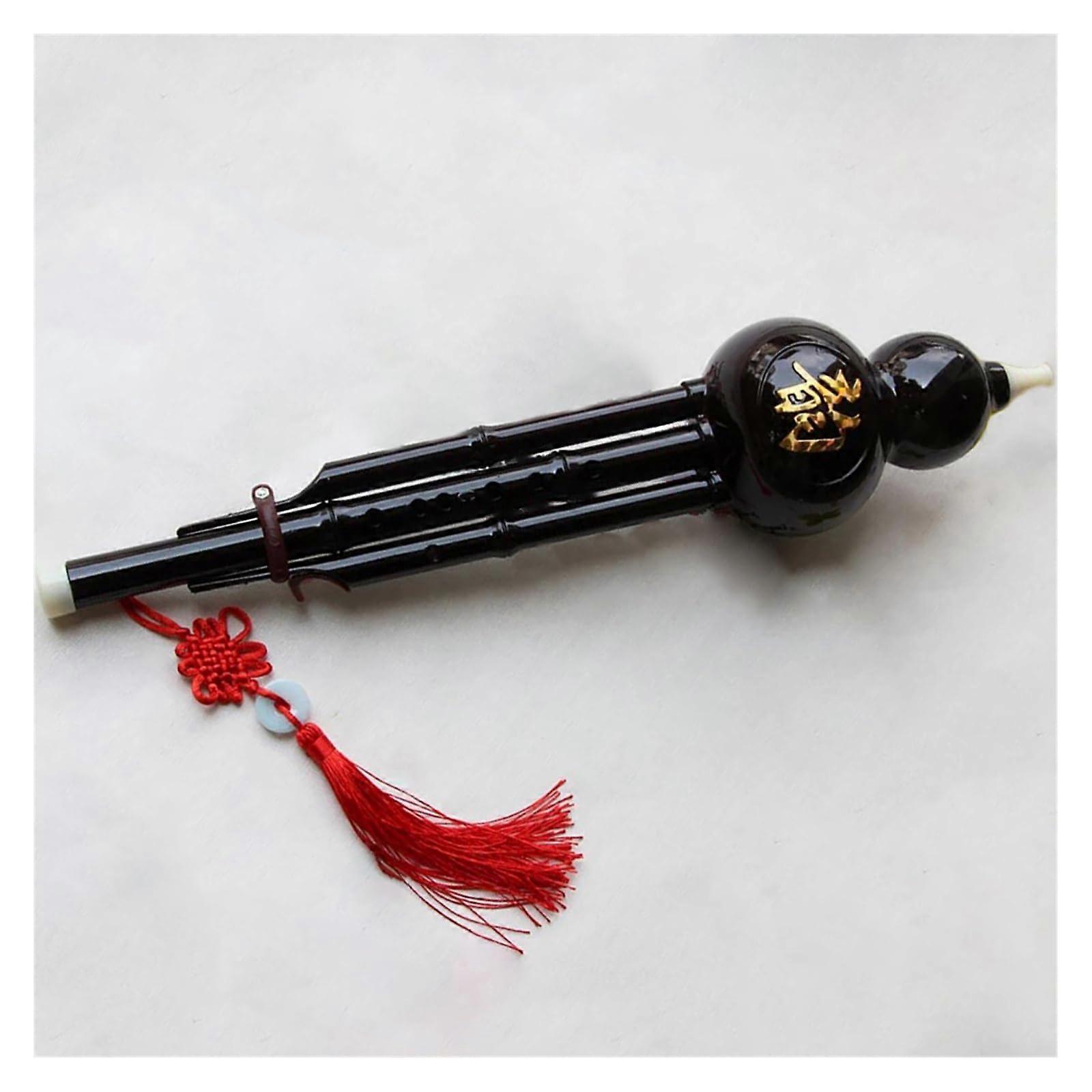 Hulusi Flute Chinese Handcrafted Hulusi Gourd Flute Made of Black Ebony Imitation, Ethnic Instrument C Key Hulusi for Music Lovers (Color: B Tone)