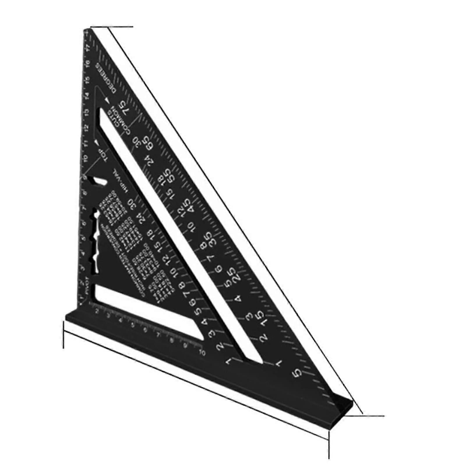 7 Inch Rafter Square Measuring Tool Triangle Ruler Protractor Alloy Metal for Carpentry Woodworking Black UK