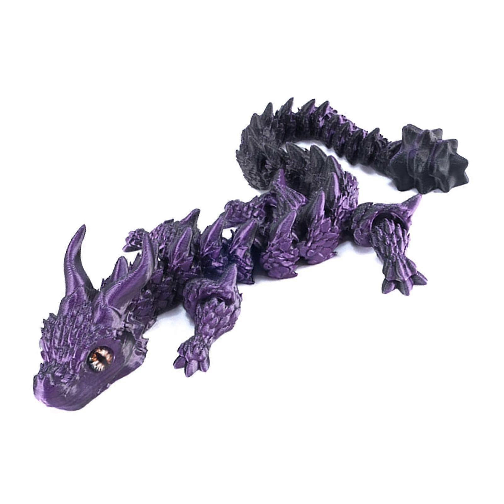 3D Printed Dragon Fidget Toy, Articulated Tabletop Model, Flexible Joint Purple Dragon Decor, 30 x 5 x 5 cm