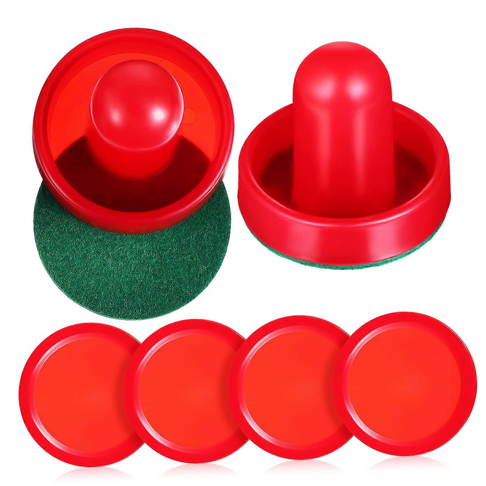 1Satz Paddles Red Pucks with Felt Pads – Durable Table Game Accessories for Exciting Matches with Friends