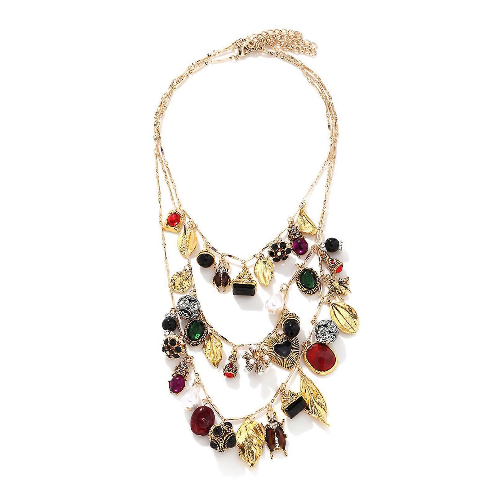 Fashion women's chain with multiple layers of heartshaped leaves and floral elements for fashion enthusiasts