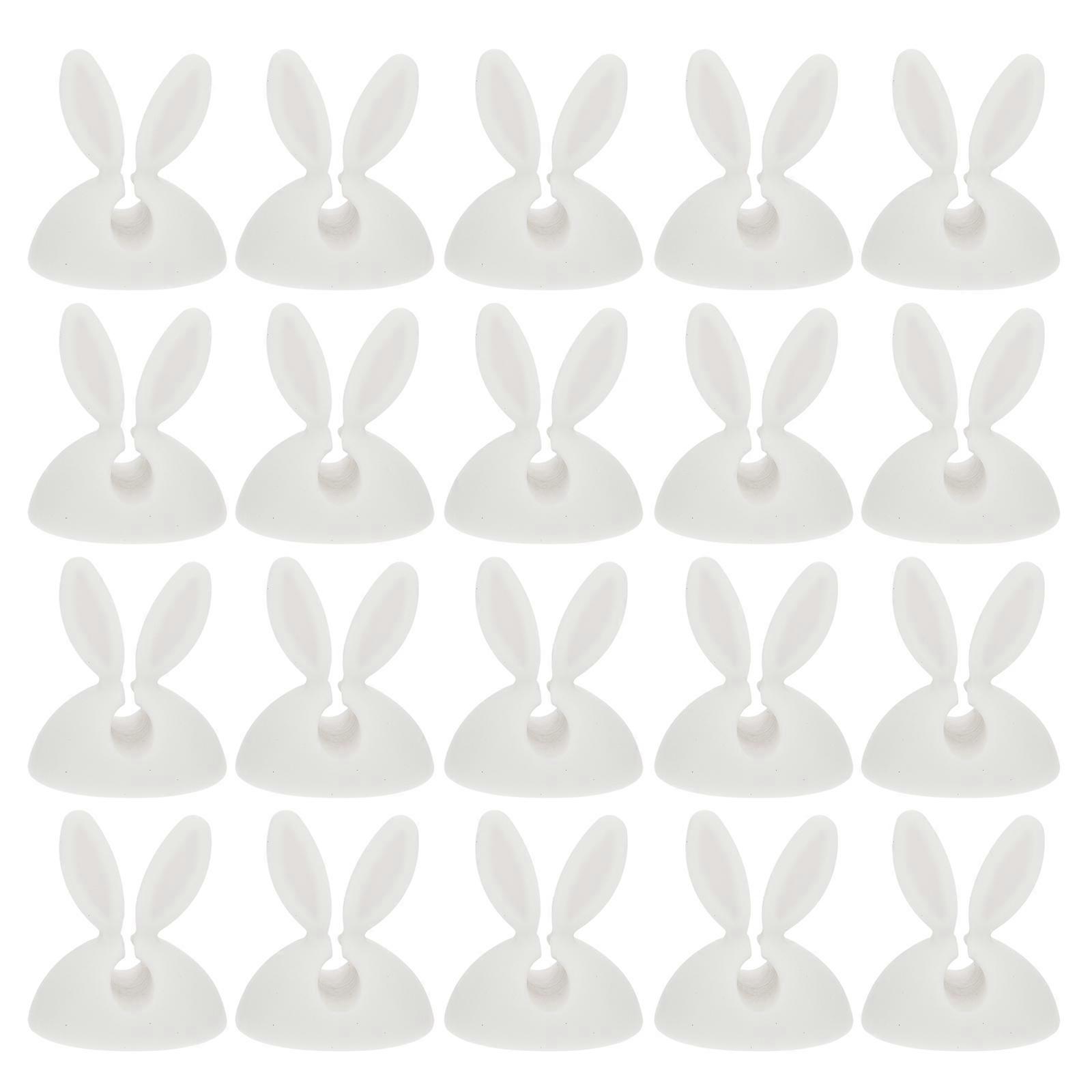 Adorable White Rabbit Shape Cable Manager with Durable TPR Material for Cable Organization 20PCS