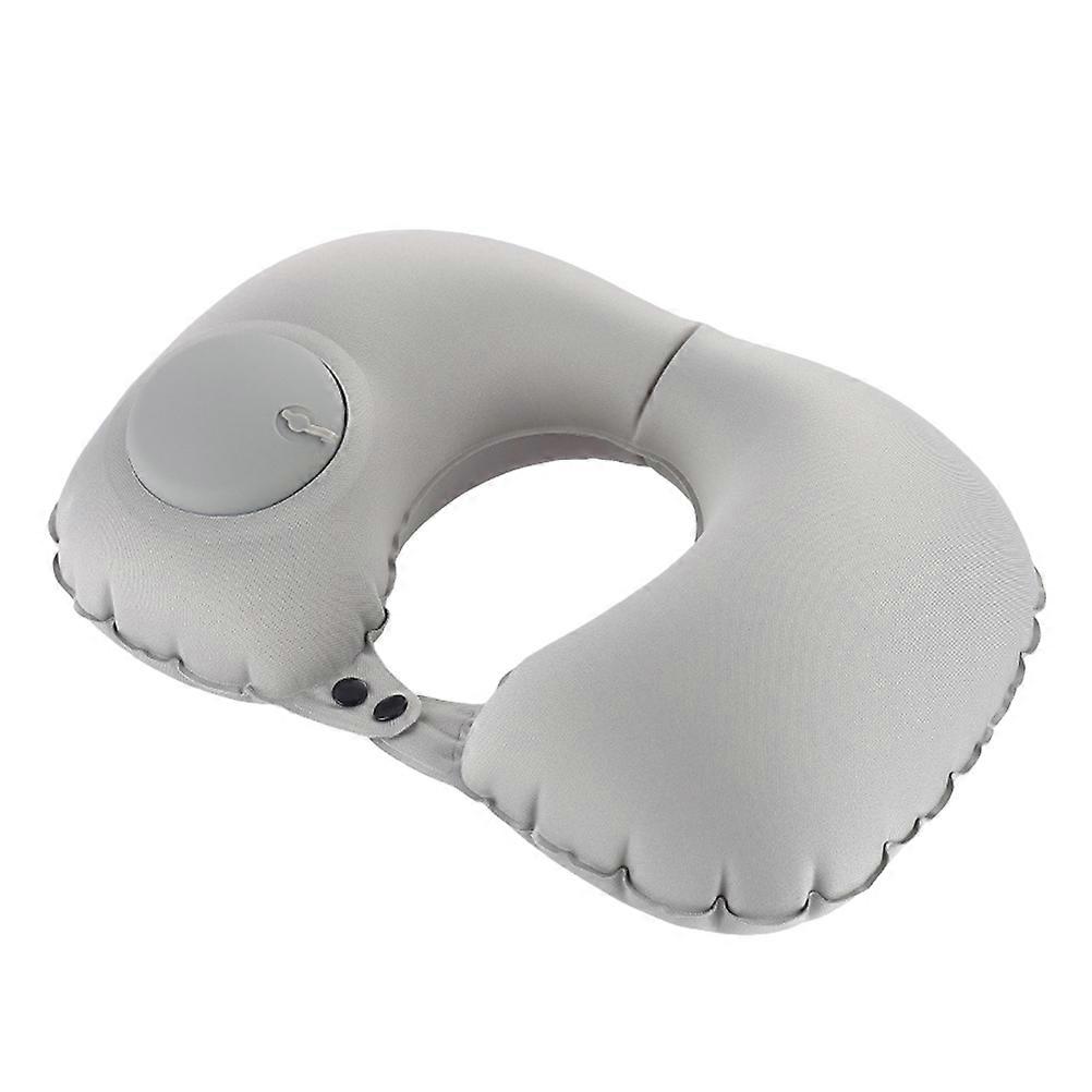 U Shape Inflatable Neck Pillow Multi Function Travel Cushion for Airplane, Bus, and More – Grey – Comfortable Support for Various Activities