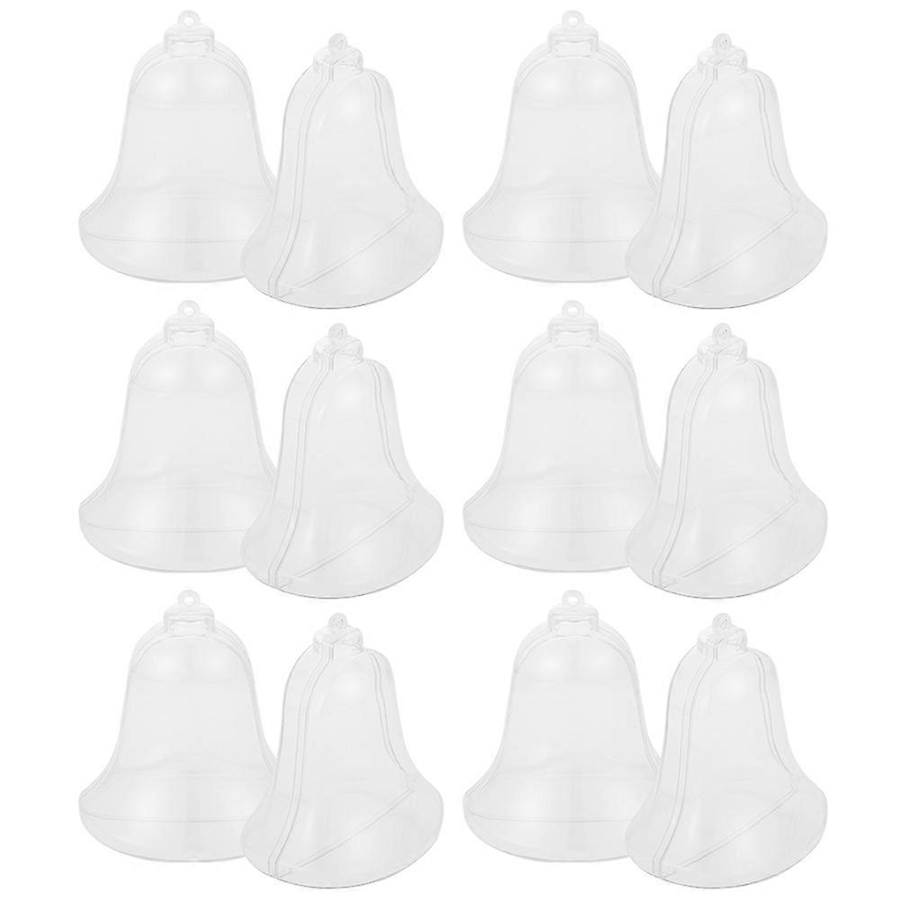 12pcs Clear Ornaments Balls Bell Shaped Fillable Hanging Balls for Christmas Tree