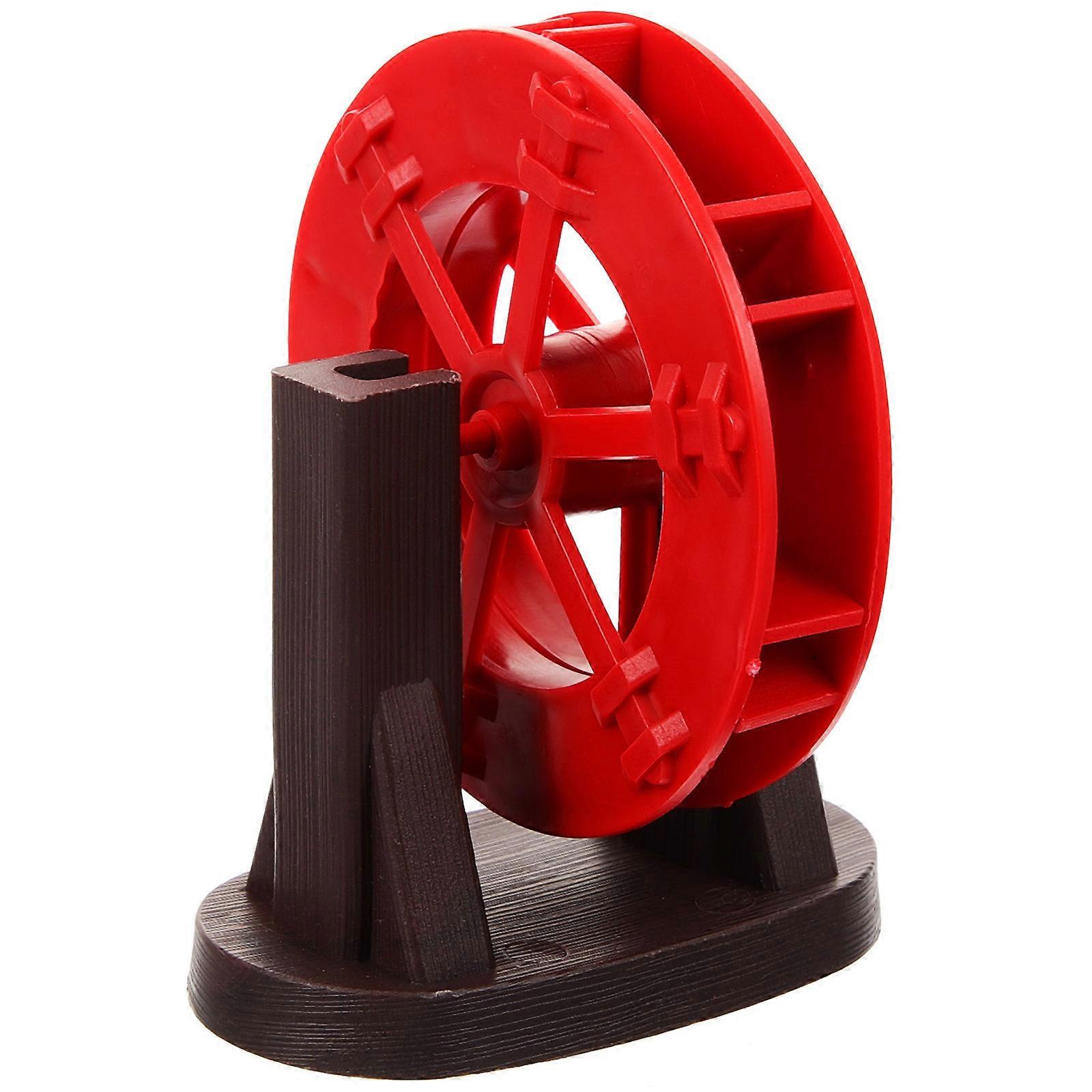 Red Plastic Water Wheel for Trash Can DIY Fountain Scene Layout Decor 7.5 Inches