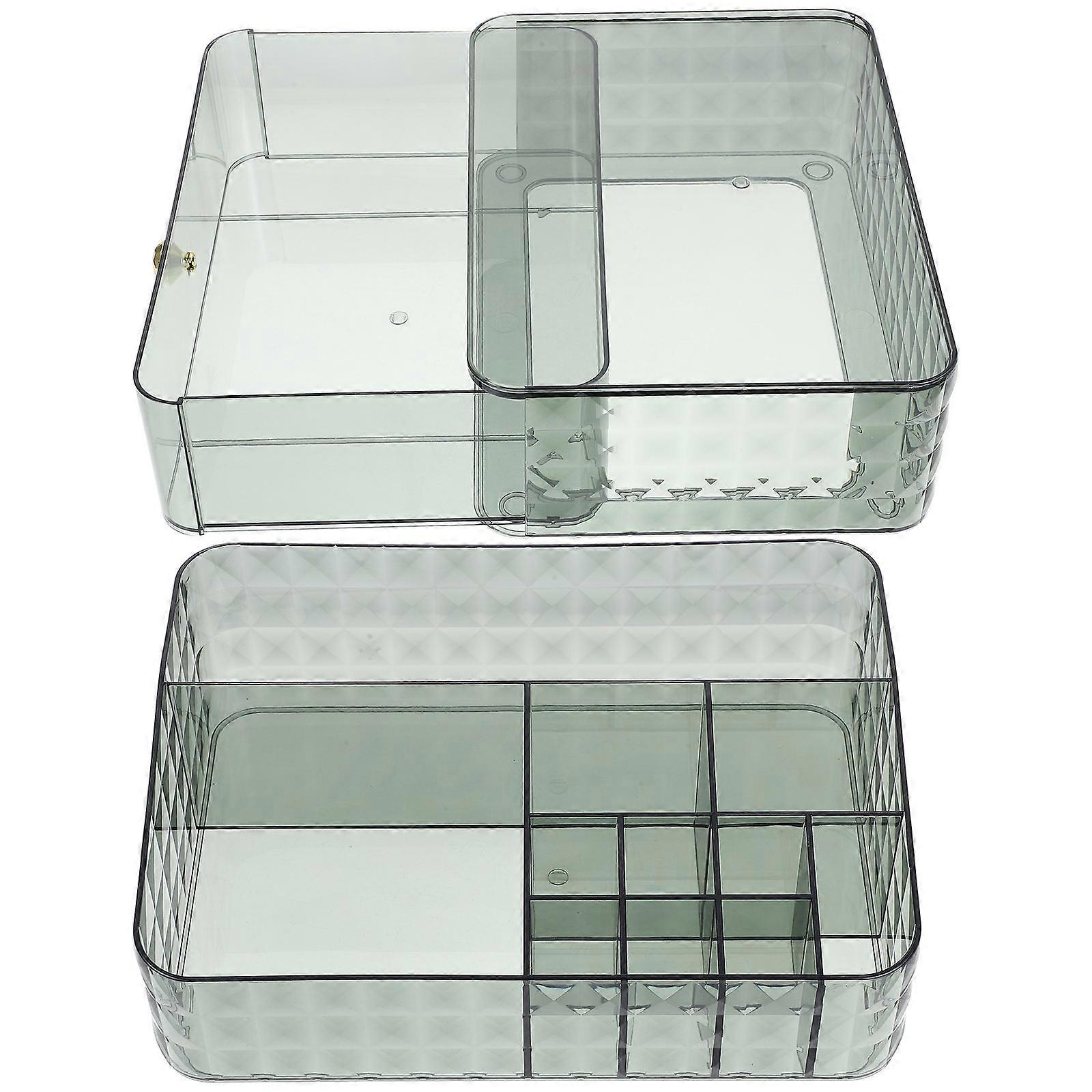 Sundry Storage Box Drawer Type Cosmetics Organizer Tabletop Clear Container 24.2X17.4X16CM Easy to Clean 1 Set