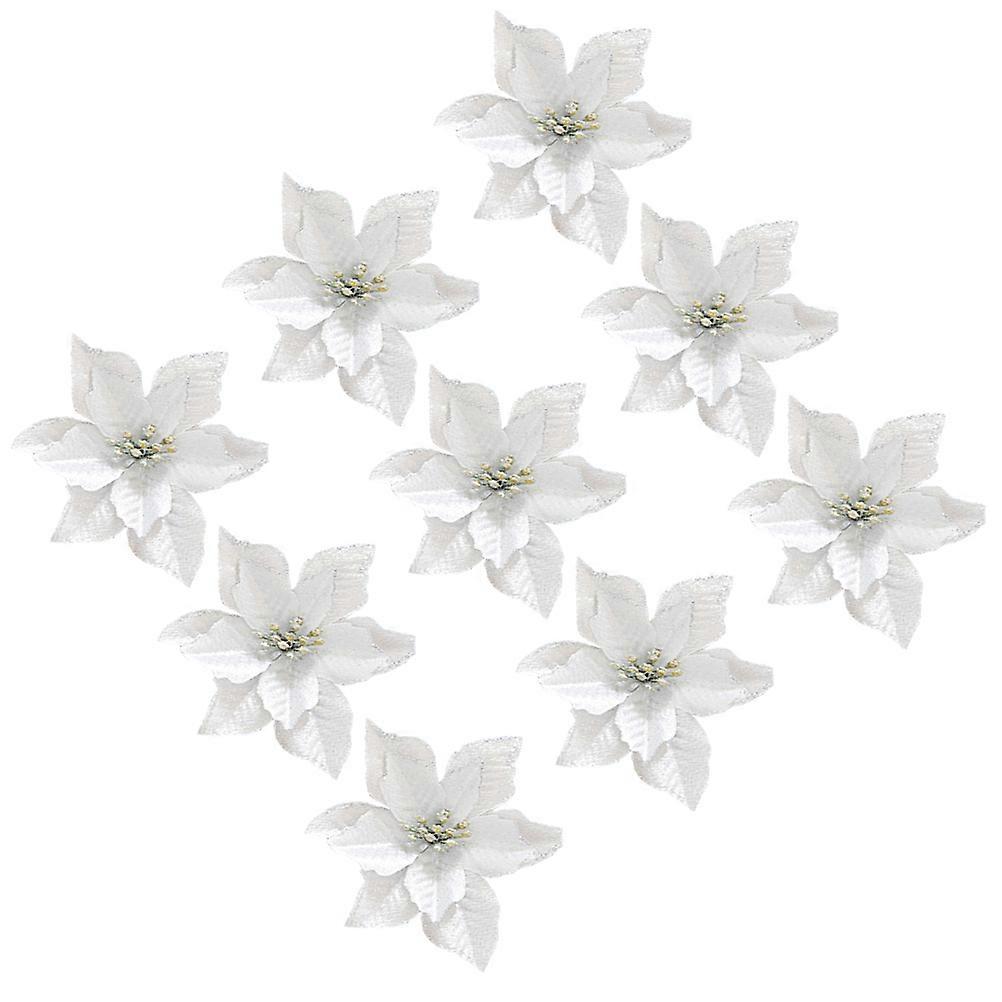 New Artificial Flowers Decor Christmas Simulation Flower Decoration Elegant 36Pcs Silver 13X13 CM