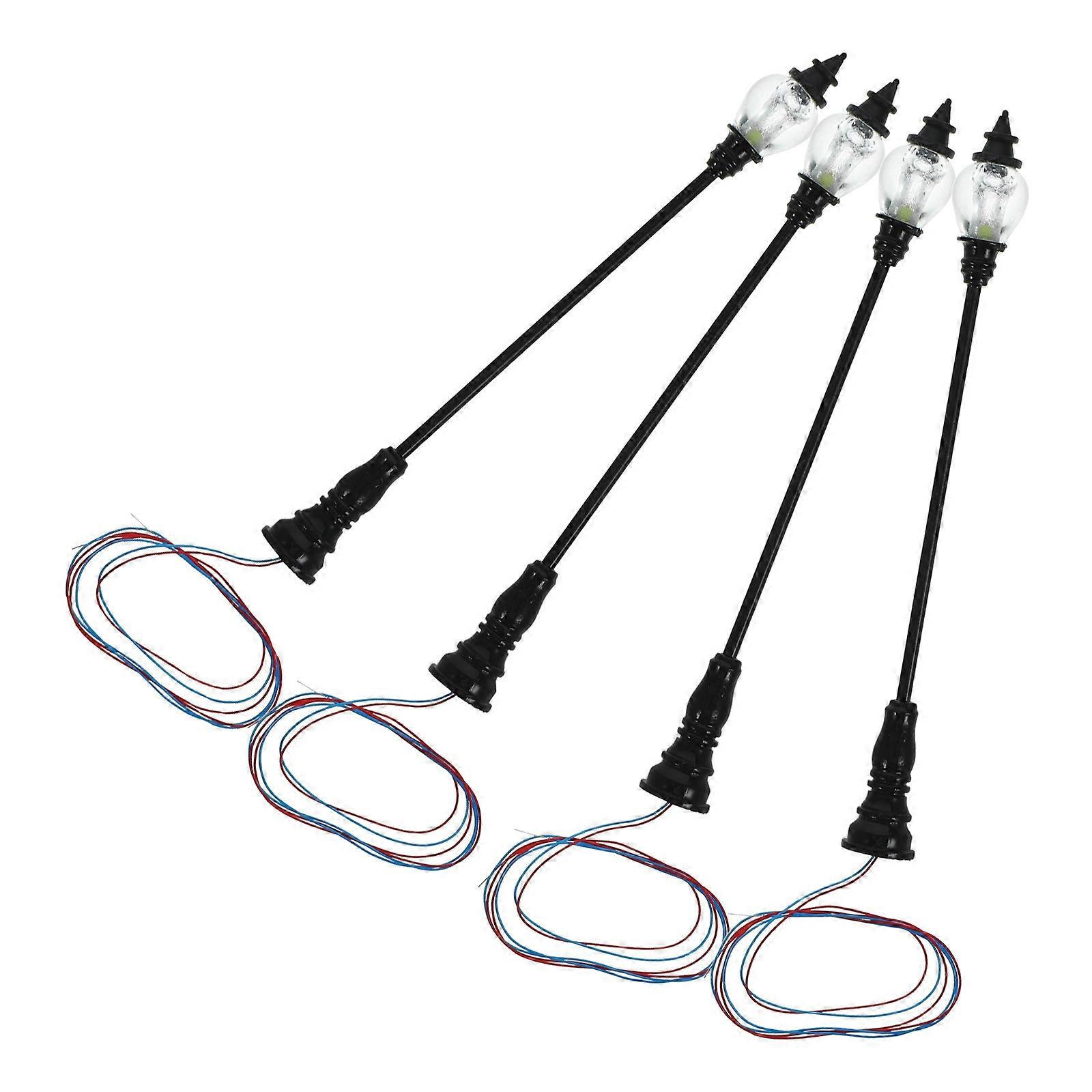 Mini Street Light Models Decorative Square Post with Lampshade for Indoor Display 8.70X0.80X0.80CM Black 4Pcs