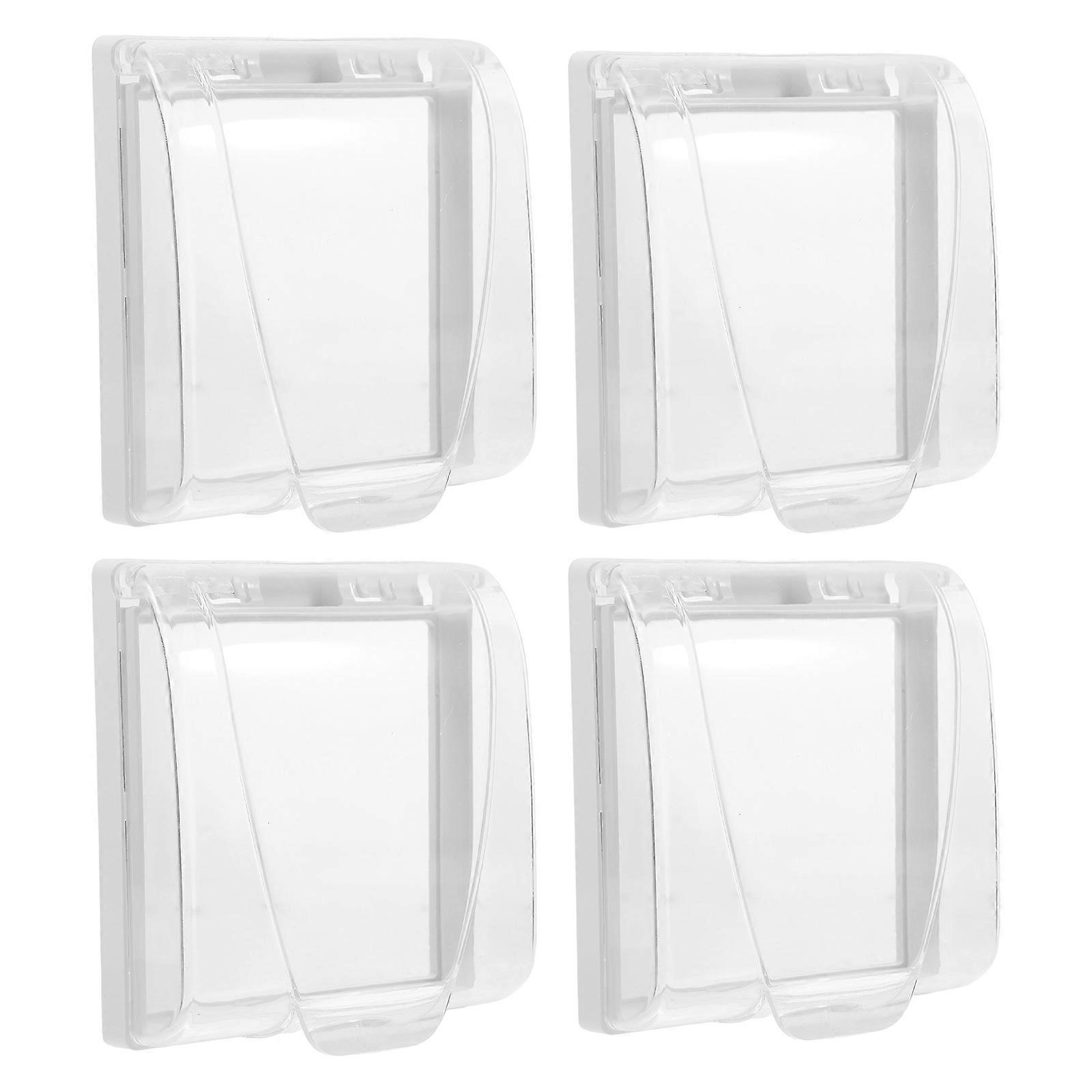 Leak Proof Socket Cover Adhesive Leakage Protector 86 Type Square Shape For Damp Environments Clear Plastic 4Pcs