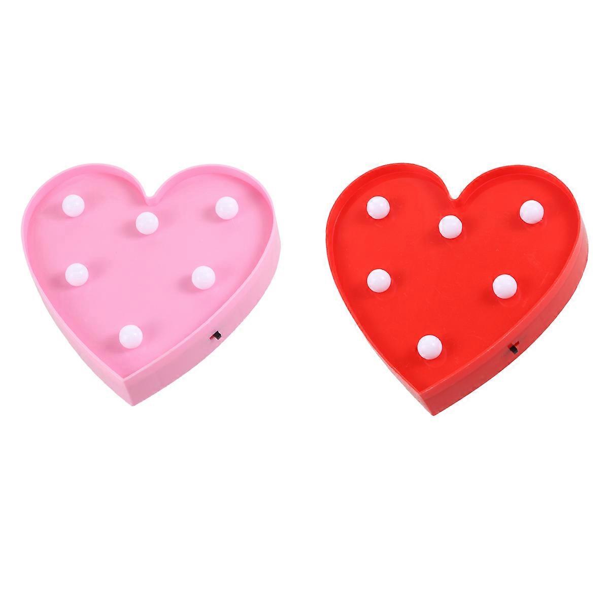 Creative Heart Shaped LED Night Light Decorative Lamp for Valentine's Day Assorted Color 2 Pcs