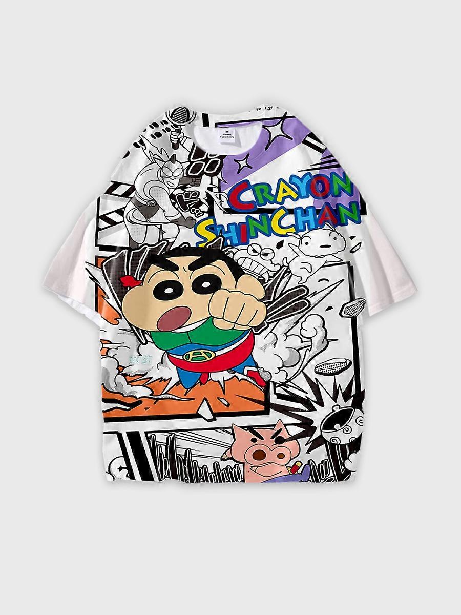 T-shirt girocollo Cartoon Pattern manica corta sciolta B1971