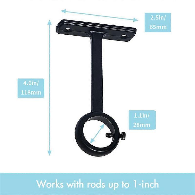 Ceiling Mounted Curtain Rod Brackets, Heavy Duty Ceiling Bracket for 1 Inch Curtain Rod Holder(Set o