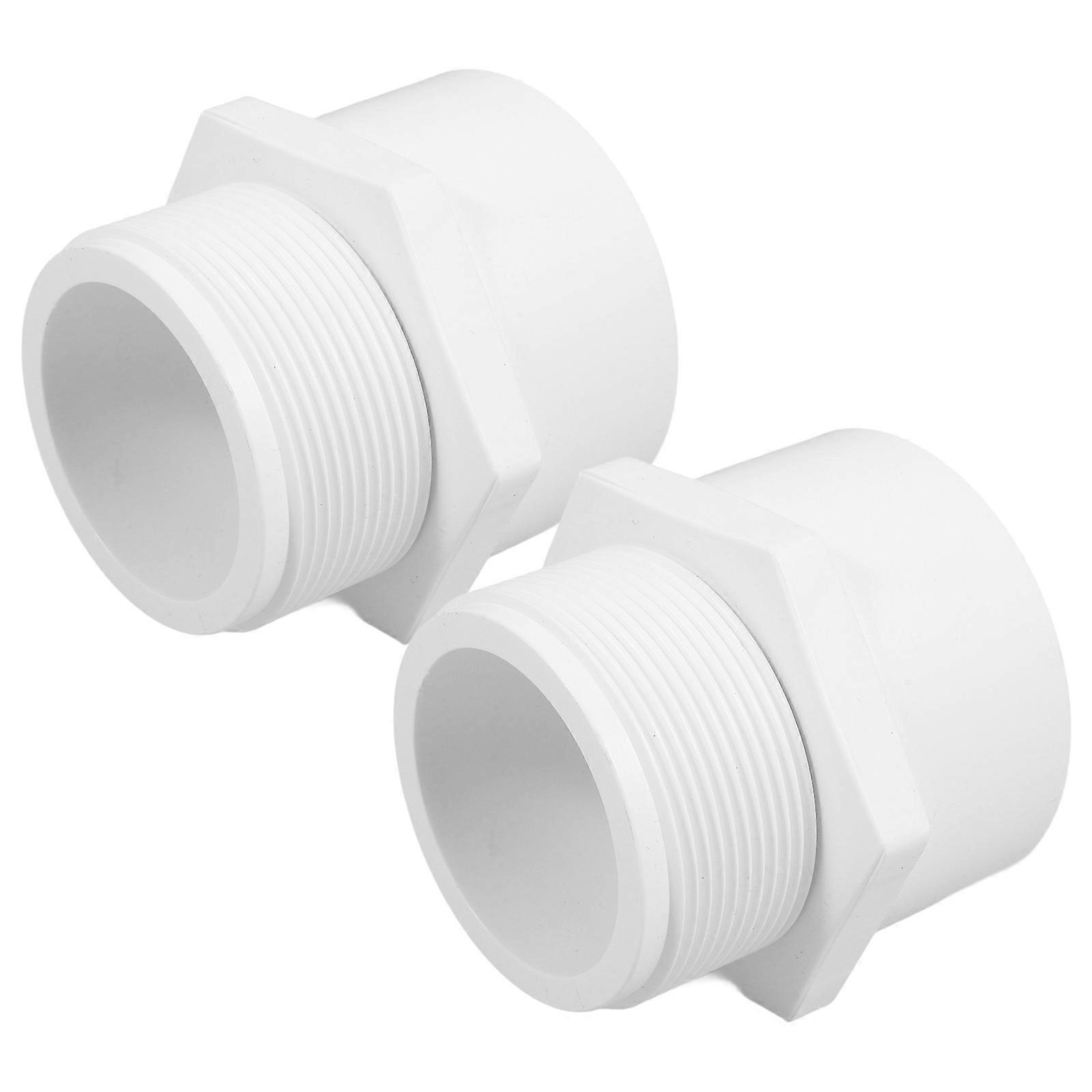 White PVC Pipe Adapter Connector with NPT Male Threads for Plumbing Lines and Cold Water Systems 60.3mm
