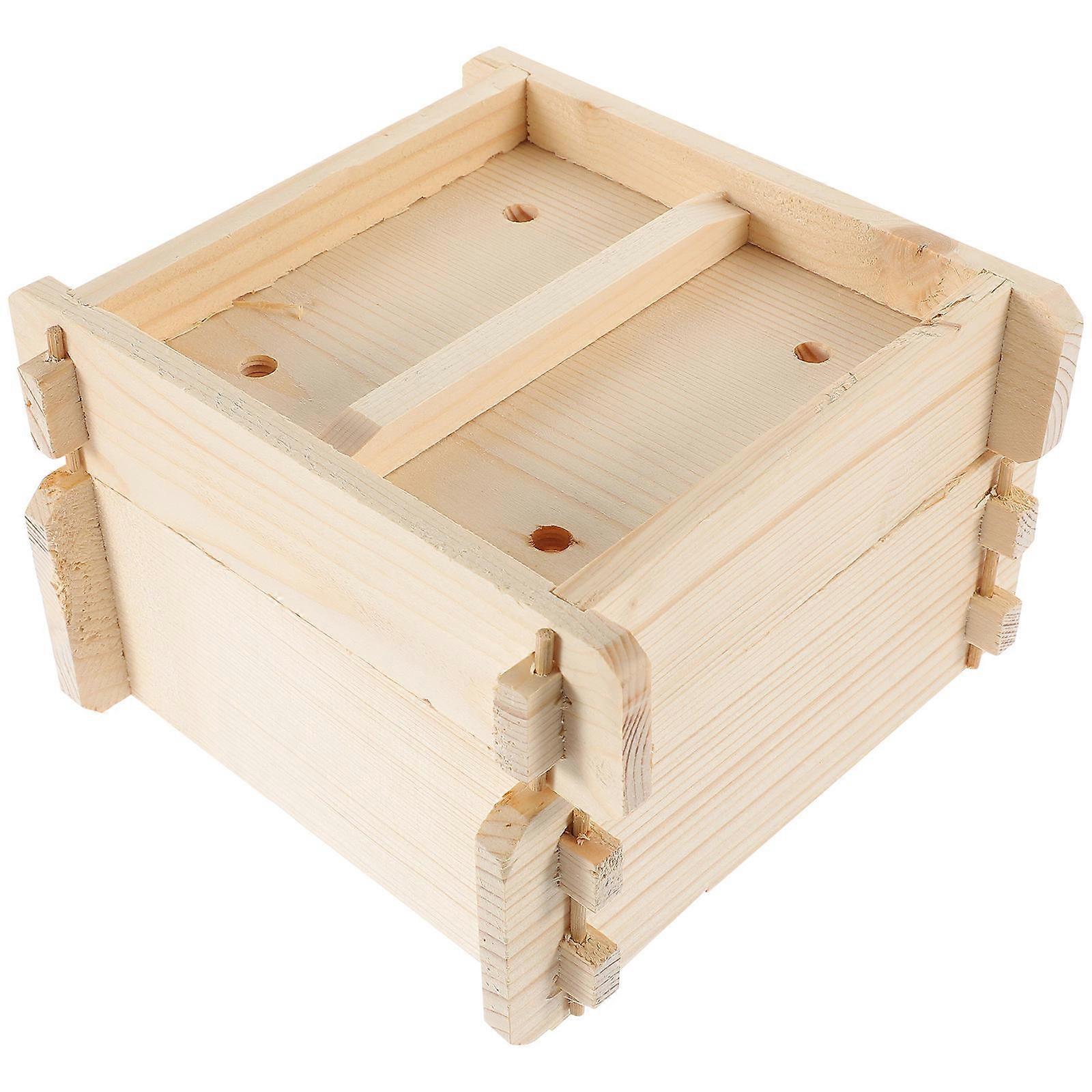 1 Set Kitchen Wooden Steamer for Home Cooking Accessories with Lid Square Shape 9.84x9.84 Inches