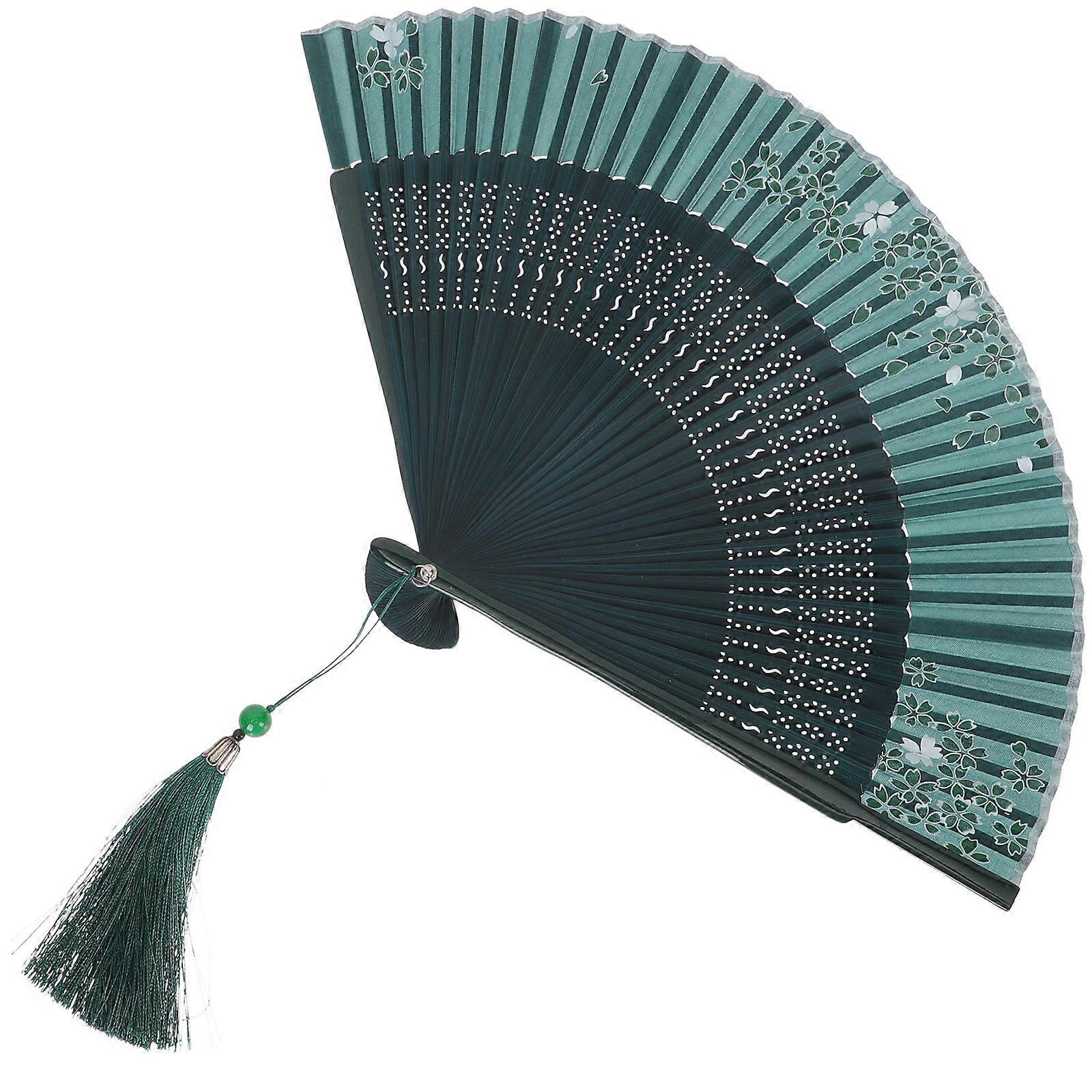 Vintage Bamboo Folding Hand Fan, Chinese Style Decorative Accessory for Dance, Party, and Weddings, Elegant Patterns, Easy One Hand Operation and