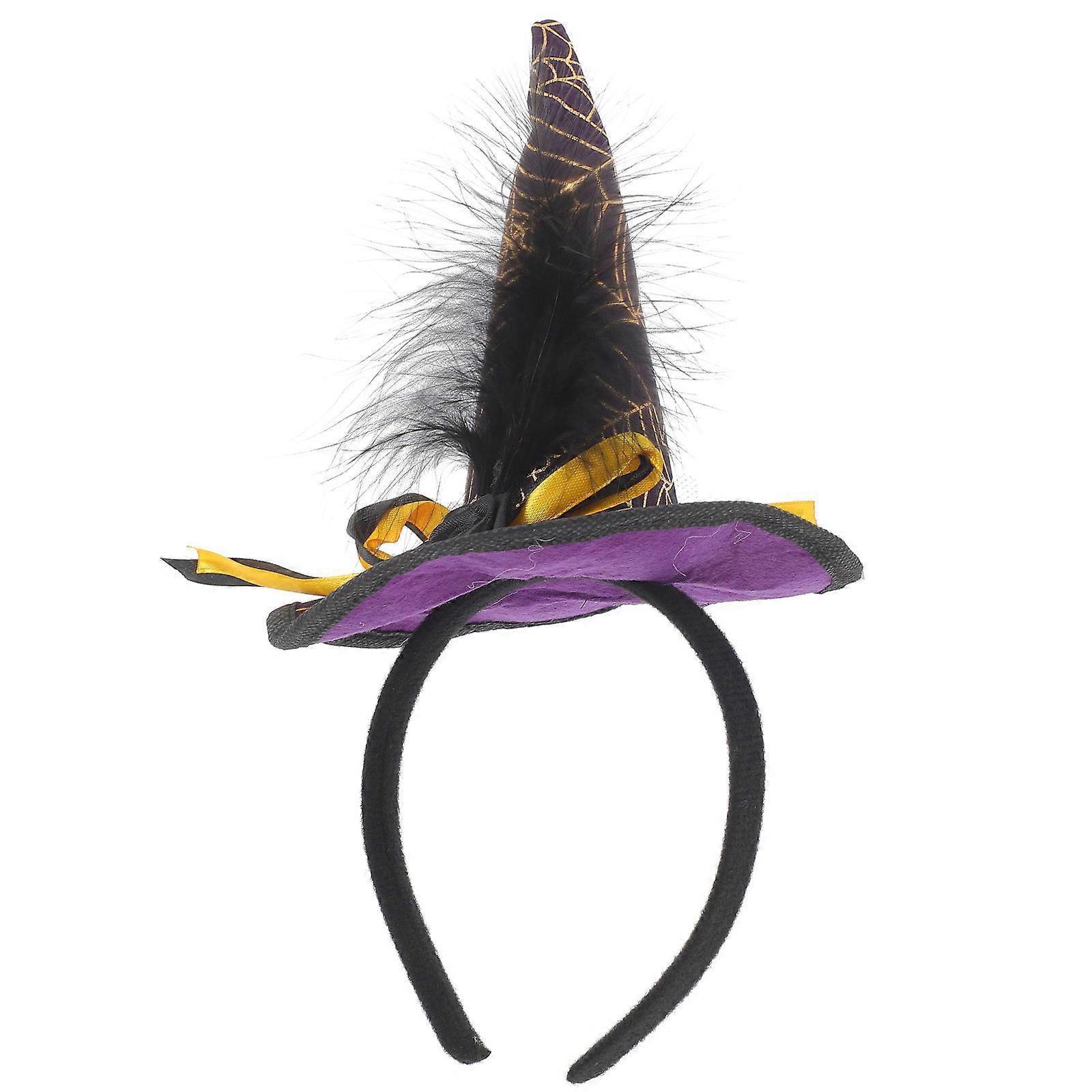 Halloween Headband Witch Hat Headpiece Reusable Durable Festive Touch Prevent Slipping Stand Out in Crowd Purple 27.00X16.50X16.50cm 1Pcs