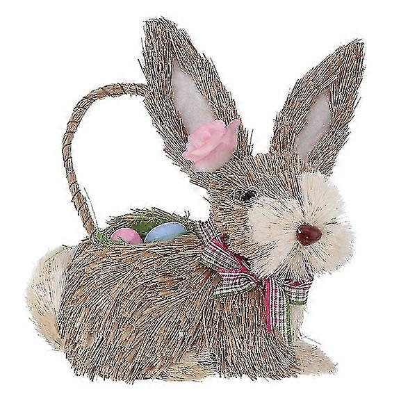 Osterstroh gewebter Hase, handgefertigte Schreibtischdekoration