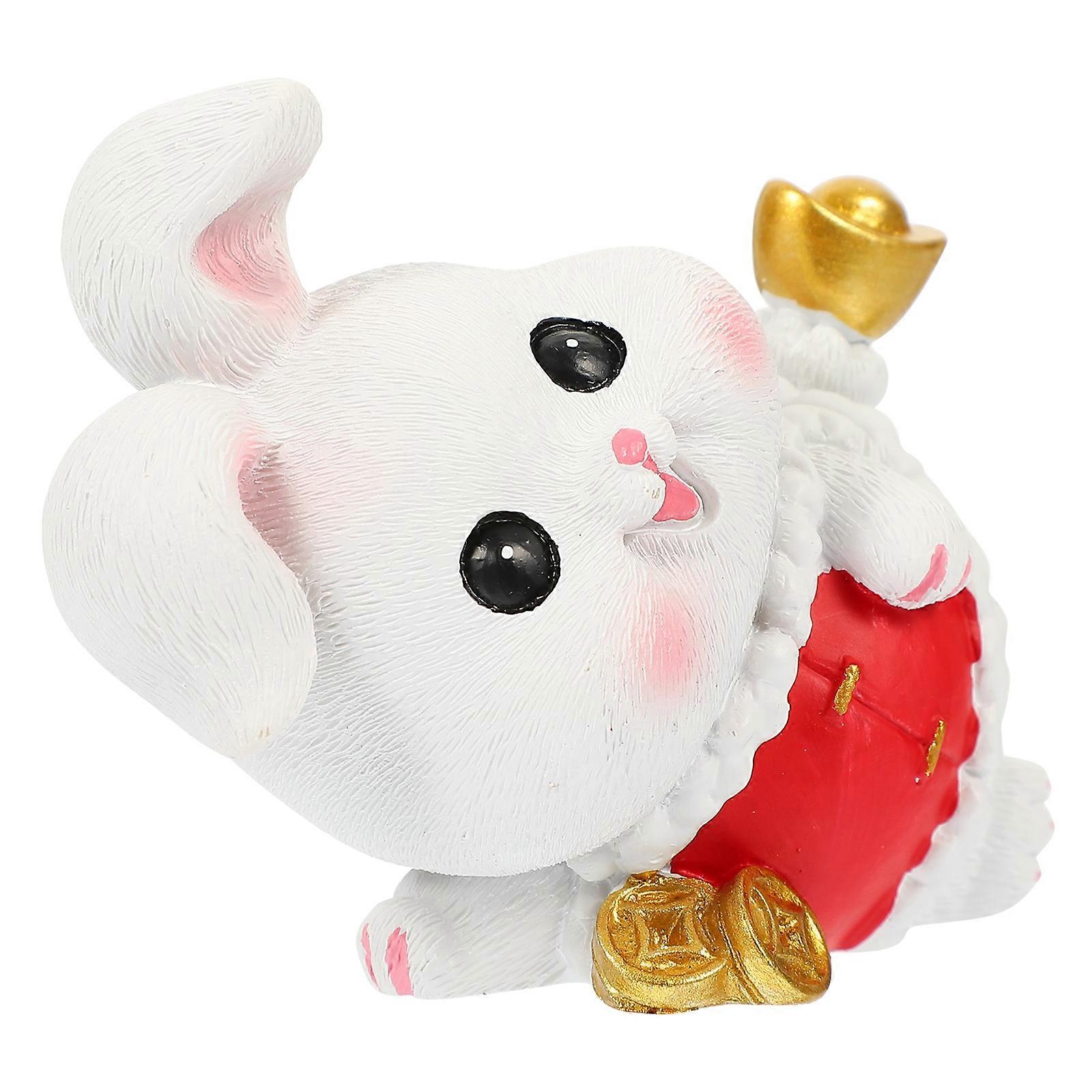 Rabbit Resin Figure Desktop Decoration Comfortable Touch For Bedroom 1Pack